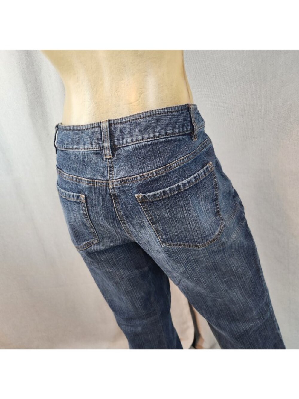 Ann Taylor LOFT Boot Cut Mid Rise Denim Dark Blue Jeans Size 10 LARGE 32 W x 30I - Picture 6 of 8